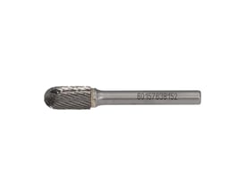 Norton hårdmetalfræser i form C, 10 x 19 mm, med riflet fræsehoved og skaft på 6 mm.