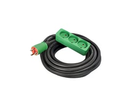 Blue Electric kabelsæt med 10 meter sort kabel og en grøn 3-stikdåse på hvid baggrund.
