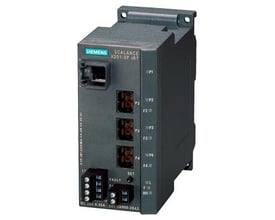 Siemens Scalance X201-3P IRT managed IE IRT switch med 1 RJ45 port og 3 SC RJ porte.