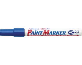 Artline EK400 paint marker i blå med hvid krop og blå hætte, viser 'PAINT MARKER' og 2,3 mm stregbredde.
