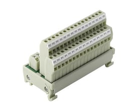 Weidmüller LPK 2 interfacemodul med lysegrå terminalrækker og skruetilslutning på en monteringsbase.