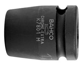 Nærbillede af Bahco 1/2" krafttop med 14mm mærkning og sort, mat overflade.