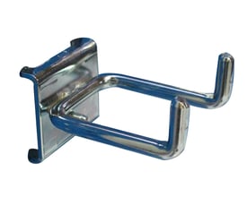 Maskinfabrikken Universal dobbelt værktøjskrog i kromlook, 45mm lang med 90 graders vinkel og Ø6mm krogdiameter.