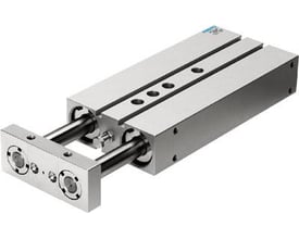 Festo Twin cylinder DPZ-32-10-P-A, en kompakt pneumatisk cylinder i metal med to stænger og synlige monteringshuller.