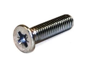 Arvid Nilsson maskinskrue M6 x 25 mm, FZB med undersænket PZ kærv og fuldt gevind, præsenteret på hvid baggrund.