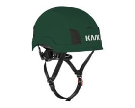 Grøn Kask Zenith X Max sikkerhedshjelm med sort hagerem og justeringssystem, set skråt forfra.