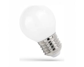 SpectrumLED E27 LED-kronepære på 4 W med mat glas og varm hvid farve på 2700 K, set skråt.