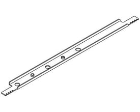 Cubic skinnebærer 3M venstre, model PE-FB50352, vist som en teknisk tegning med perforeringer og tænder i enderne.