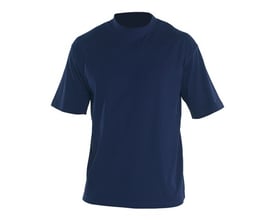 ID Identity T-shirt i marineblå, str. M, fremstillet af 100 % bomuld med en 4-dobbelt rib-hals for øget holdbarhed.