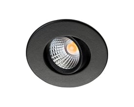 SG Armaturen Nano Tilt In/Out sort minidownlight, 4W LED med 2700K lys og 36 graders spredning.