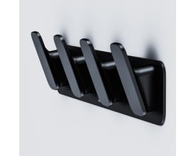 AM.PM Inspire V2.0 håndklædekrog i mat sort finish med fire bøjler, monteret på hvid væg.