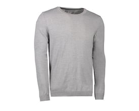 Seven Seas pullover S650 i lys grå melange, str. L, vist skråt forfra, med fokus på den runde halsudskæring.