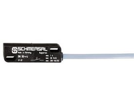 Schmersal BN 80-10Z magnetkontakt med sort kunststofhus og et 20mm kabel, produceret i Tyskland med tydelige mærker.