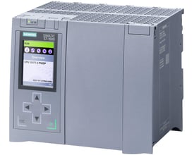 Siemens SIMATIC S7-1500T CPU 1517T-3 PN/DP central processorenhed med display og betjeningsknapper på grå baggrund.