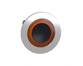 Schneider Electric ZB4F lampetrykhoved i orange, med LED-ring og plan trykflade, til 30 mm hul.