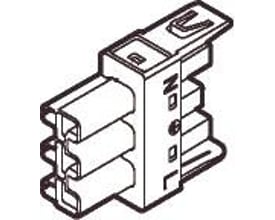 Lauritz Knudsen Winsta han kobling, lysegrå, til 20A og 250V med IP20 kapslingsklasse, vist som en teknisk tegning.