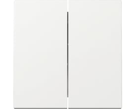 Gira System 55-dobbelttangent til afbryder i blank hvid med to brede, side om side placerede trykflader.