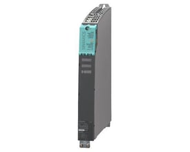 Siemens Sinamics S120 single motor modul med 132A, DC 600V input og intern luftkøling på hvid baggrund.