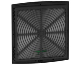 Schneider Electric komplet CSVS Smart rist G2 291x291mm, med grå lameller og et lille grønt håndtag i midten.