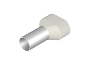 Isoleret dobbelt tylle fra Weidmüller, hvid, til 2x16mm2 ledere, med fortinnet kobberrør og polypropylen krave.