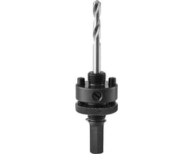 Thürmer A2 holder til hulsave med synligt spiralbor og sort adapterdel, 13 mm hals og 11 mm skaft til Ø32–250 mm.