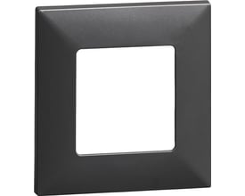 Lauritz Knudsen Fuga CE60 ramme i antracitgrå, 1-moduls design med en firkantet åbning til indsættelse af el-komponenter.