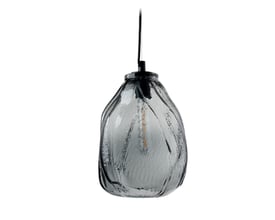Ledpro Istopio L glaspendel med unikt røgfarvet glas og synlig E27 fatning, vist på sort baggrund.