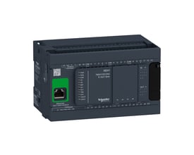 Schneider Electric Modicon M241 PLC med Ethernet og CANopen porte, 14 digitale indgange og 4 digitale udgange, 230V.