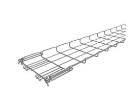 Detaljeret syn på Legrand Gitterbakke FC's samlingsmekanisme, der viser Fasclic+ systemet i zinkaluminium.