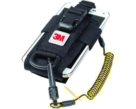 Justerbart 3M Protecta radio-/mobiltelefonhylster med spiralline, sort nylon og 3M logo.