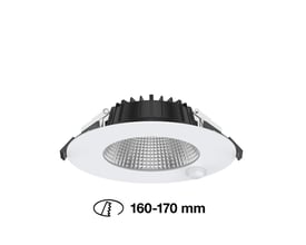 SLC Shift indbygningsspot i hvid med en diameter på 180 mm, og et synligt PIR sensor til bevægelsesdetektion.