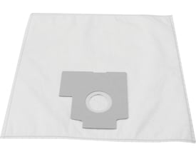 Nordic Quality MEL 2060 støvsugerpose i hvidt materiale med grå plastikkant og rundt hul i midten.