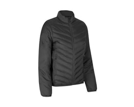 ID Identity damejakke i silver grey, størrelse 2XL, med vatterede diagonale kanaler og lynlåslommer.