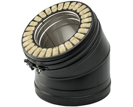 Kierulff Metalbestos Wood 130 mm vinkelstykke med 30 graders bøjning, sort metal med isolerende materiale.