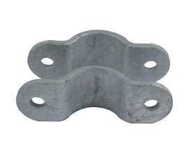 Et sæt med to galvaniserede halsjern til rør med 60mm dimension, vist på hvid baggrund.