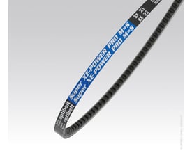 Optibelt Super XE-Power Pro fortandet kilerem, AX112, X13 og 2878, vist med den mørke tandede underside og blå mærkning.