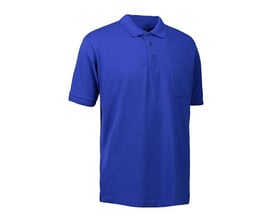 ID Identity klassisk poloshirt i kongeblå, størrelse S, med brystlomme og ribdetaljer på krave og ærme.