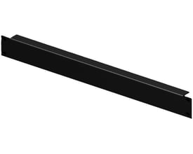 Et enkelt Rittal 19" blændpanel i sort stål, 1HE, RAL9005, vist fra en skrå vinkel med tekstureret overflade.