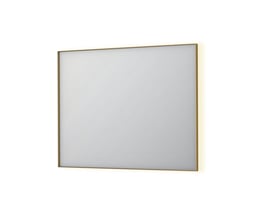 Sanibell INK SP32 LED spejl 100x80 cm med gylden ramme, belyst bagfra på hvid baggrund.