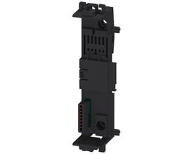 Siemens 3ZY1 T1 enhedsstik til 3SK1 sikkerhedsrelæ, 22,5mm bred, sort plast med synlige kobberterminaler og printplade.