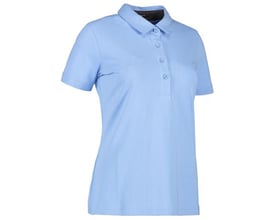 ID Identity lys blå stretch polo til damer i str. 3XL med klassisk skjortekrave og fire knapper.