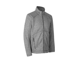 ID Identity fleece cardigan i grafit melange, størrelse 3XL, med opretstående krave og lynlås.