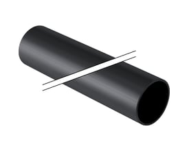 Geberit PEH afløbsrør i sort plast med en diameter på 63 mm og en længde på 5 meter.