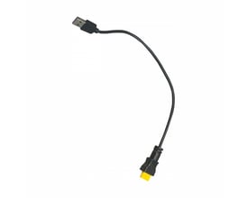 SpectrumLED USB-kabel Noctis Solaris på 30 cm til 200 W med sort ledning, USB-stik og gult XT60-stik.