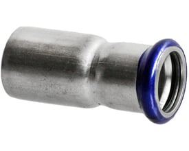 Unico reduktionsstykke i rustfri/syrefast stål med pressmuffe til 108mm og 88,9mm rør, DVGW-godkendt til drikkevand.