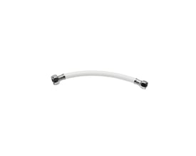 VAERK hvid PVC tilslutningsslange på 300 mm med 1/2 og 3/8 messing gevindmøtrikker i hver ende.