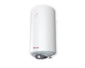 Frontbillede af en hvid Eldom varmtvandsbeholder på 100 liter, model WV10046, med emaljeret overflade og væghængt design.