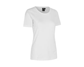 ID Identity dame T-shirt i hvid, størrelse L, let figursyet og lavet i blød antipilling interlock-kvalitet.