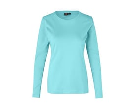 ID Identity langærmet mintgrøn T-shirt til damer i størrelse S, fremstillet i blød antipilling interlock kvalitet med let figursyet pasform.