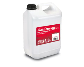 RotEnergy Plus olie til skruekompressorer i 3,8 liters hvid plastdunk med sort låg og rød etiket.